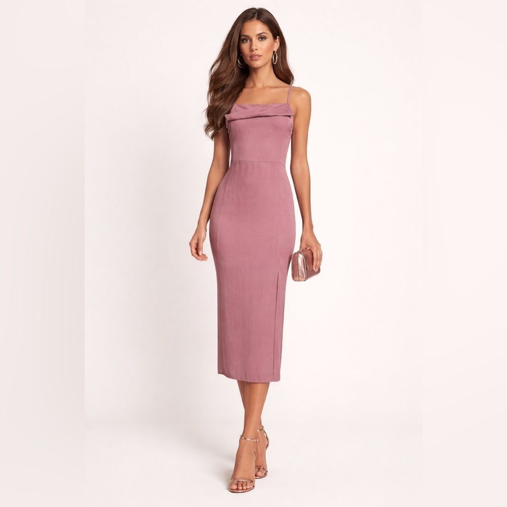 Vince Twist Front Slip Midi Dress in a Soft Dusty Rose 4 NWOT